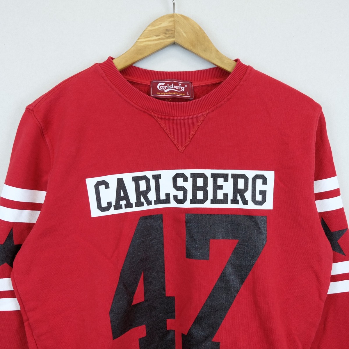 Felpa Carlsberg Taglia L Uomo Logo Comodo Cotone Pratico Maniche Lunghe  Rosso