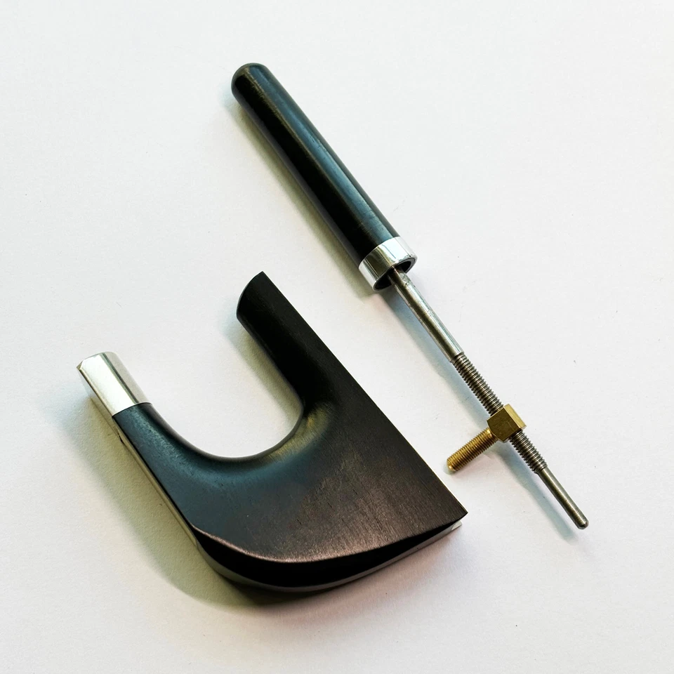 3/4 Double Bass Bow Ebony Frog German Style Upright Bass Abalone Frog Screw - Image 3 of 4