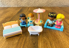 Doll House Play Set Furniture Chunky Figures People Girl Boy Mom Dad Couch Lot
