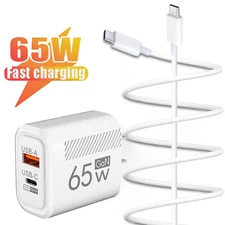 65W Fast Charging Wall Charger Type C Cable For iPhone 16 15 14 13 12Pro Max 16e