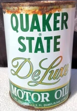 Vintage Original QUAKER STATE DELUXE MOTOR OIL Can - EMPTY