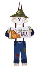 Decorative Hanging Harvest Autumn Welcome Fall Sign Scarecrow 16.25  x 8.75  