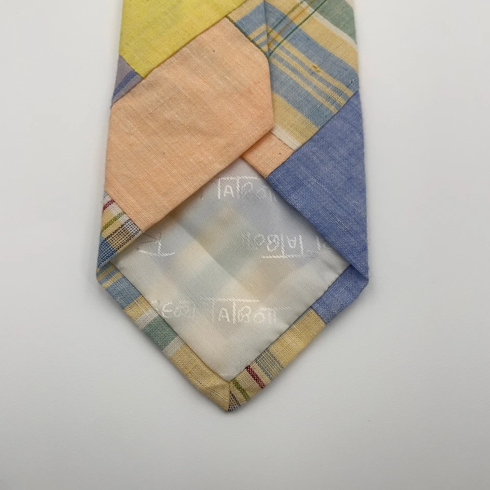 Corbata de Colección Robert Talbott Para Hombre 3" Madras Patchwork Cuadros Algodón Pastel Foto 3 de 4