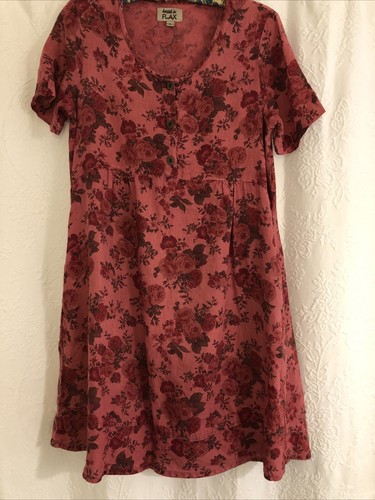 Vintage Flax Engelhart Raspberry Pink Floral Dress Generous Small - Picture 11 of 13