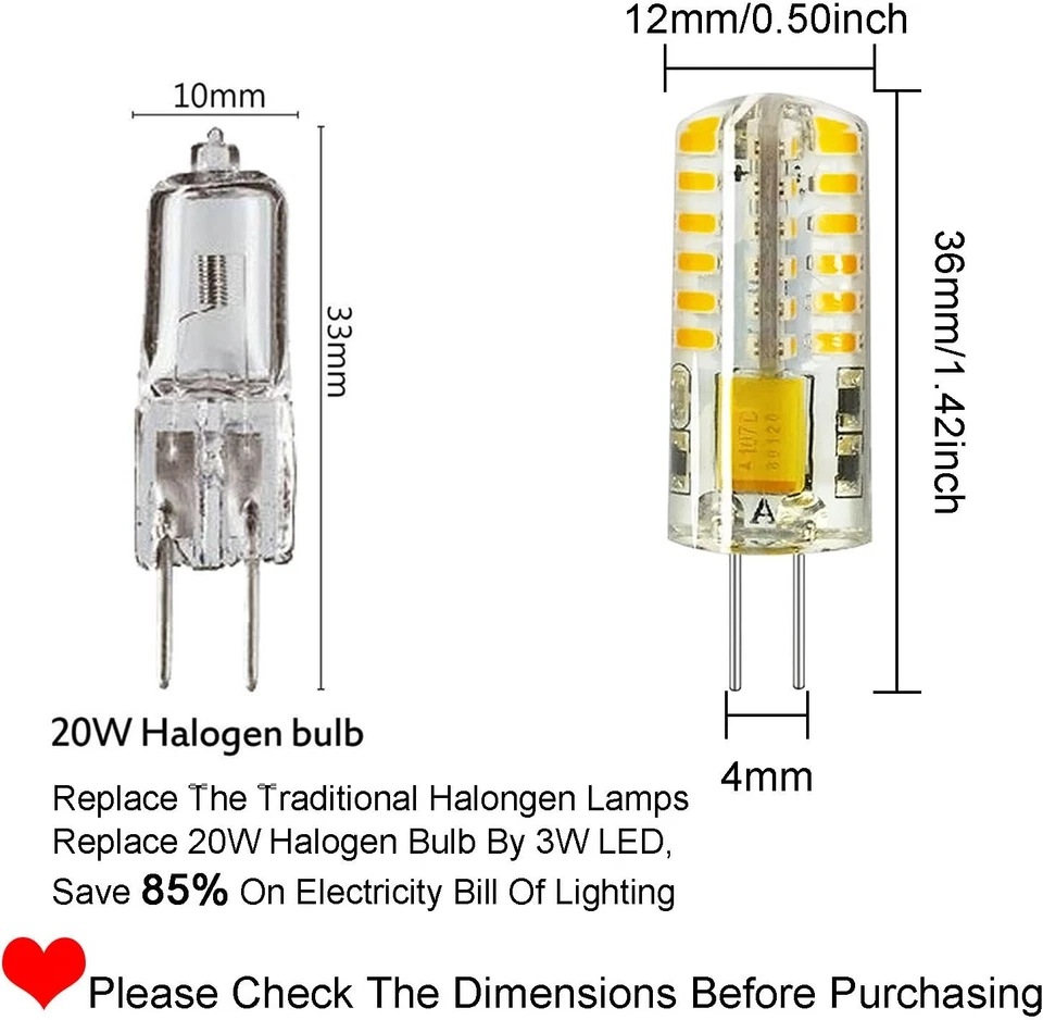 RAYHOO 10Pcs G4 Base LED Light Bulbs, Warm White 3000K, 3 Watt Equivalent to 20W - Image 2 of 4