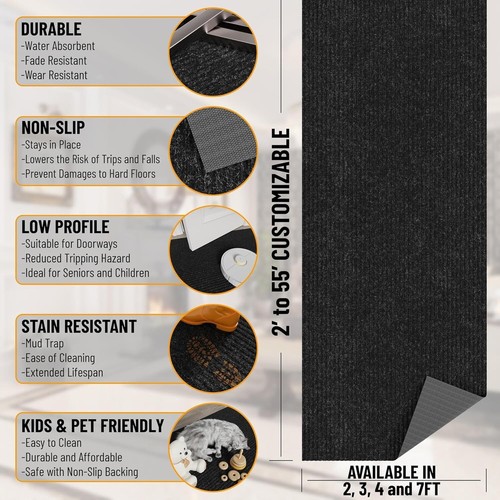Ultra Thin Non-Slip Poly Runner Rug 2'7" x 19' - Perfect for High-Traffic Areas - Picture 5 of 11