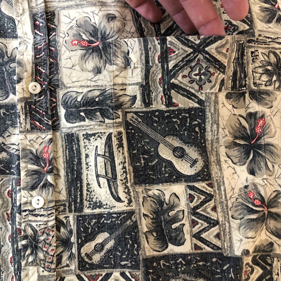 Hawaiian Islands Brand Shirt by Kalaheo Hawaiian XL Flowers Wa'a Kamaka