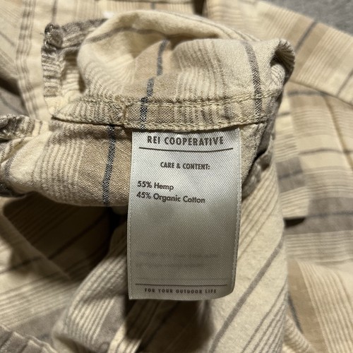 REI CO-OP Shirt Mens XXL Beige Camp Stripe Hemp Blend Utility Pockets Outdoor - Picture 8 of 10