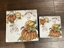 8 Pc Grace Acorn Oak Pumpkin  Dinnerware Set New 4 Dinner 4 Salad Thanksgiving