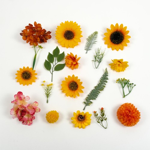 38 STCK. Mix Sonnenblume Hortensie Blatt Combo gefälschte Blume zum Selbermachen Handwerk Dekor Zubehör - Bild 9 von 10