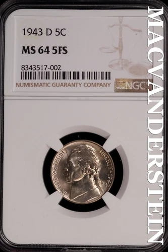 1943-D Jefferson Nickel - NGC MS 64 5FS - Brilliant Uncirculated  #SLG245