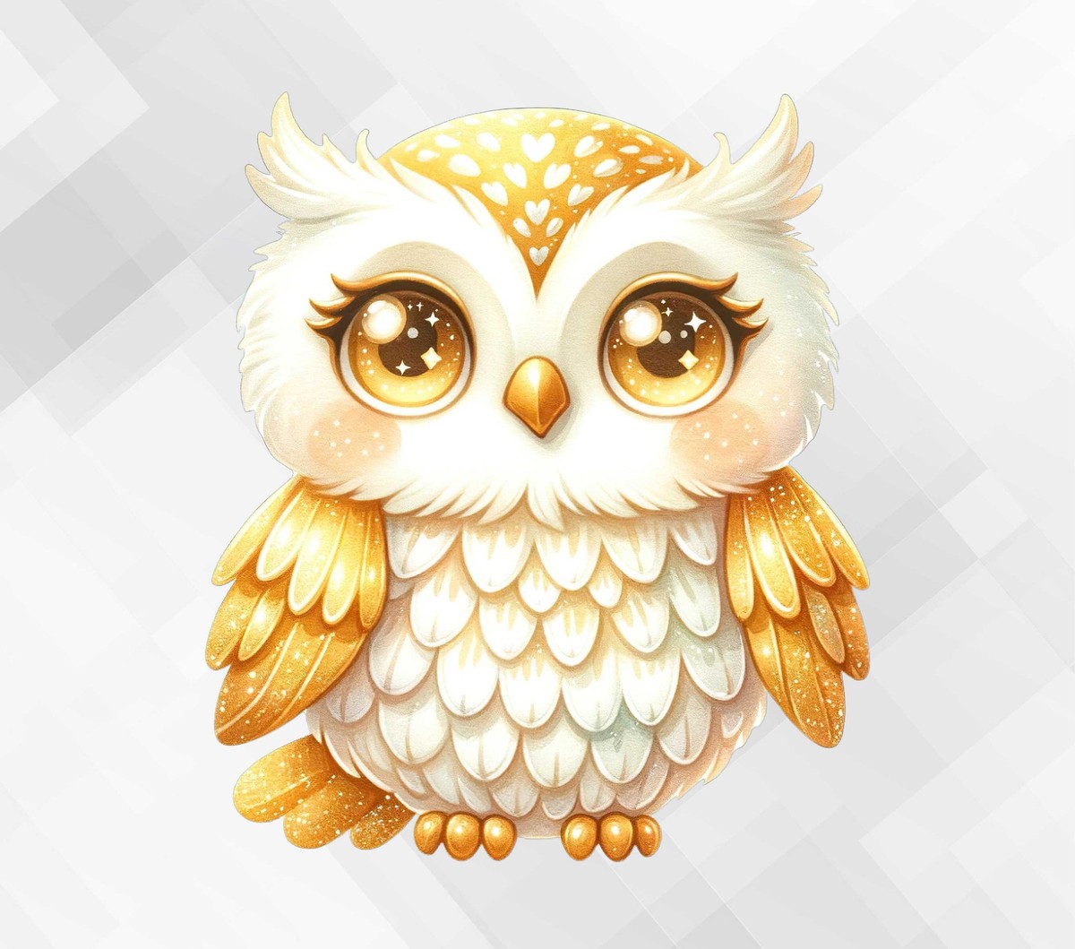 Gold White Owl Wall Art Decal Sticker Vinyl decal Car Bike Laptop