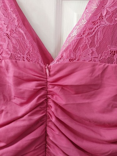 Pink Formal Long Evening Ball Party Prom Wedding Bridesmaid Dress Shoulder Lace - Picture 4 of 9