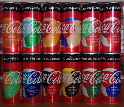 Coca Cola cans: ITALY Euro Cup set 2020 coke zero (12 empty cans)