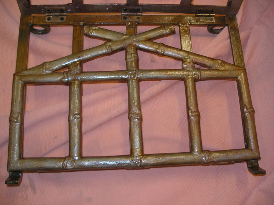 Uniflame Cast Aluminum Fireplace Log Wood Holder Basket Bamboo Finish W-5604 New - Image 2 of 4