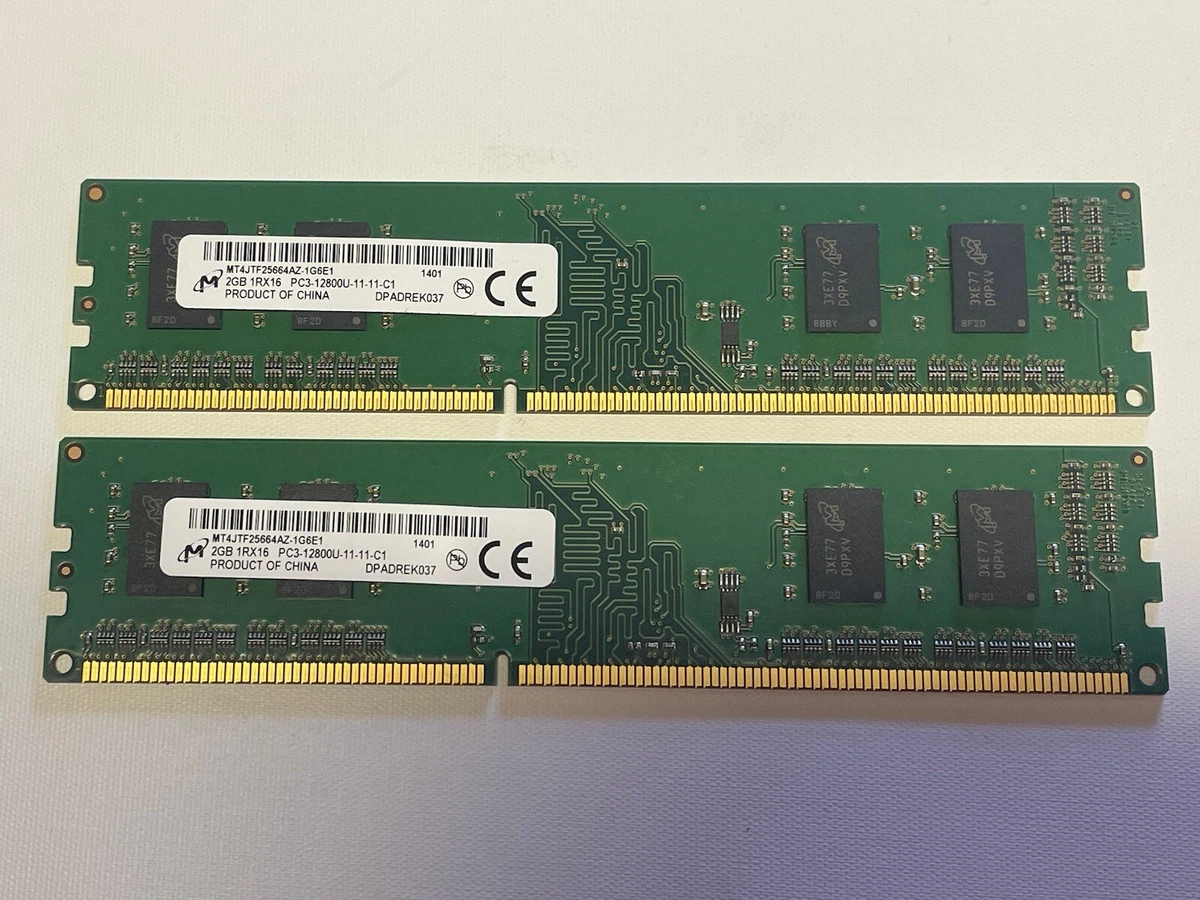 Micron PC3-12800 (DDR3-1600) 2 GB Computer RAM 2 Modules for sale