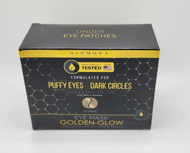 Dermora Eye Mask Golden-Glow Formulated For Dark Circles & Puffy Eyes 20 Pairs-image