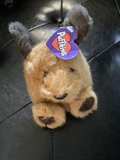 Puffkins White Brown Dog Plush Toy. Cute Fuzzy Round Puppy