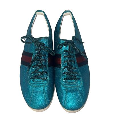 Gucci Aqua Glitter Studded Men's Sneakers Size 12