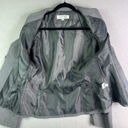 Tahari ASL Blazer Damen 6 grau Strick Einknopf gefüttert Jacke Büro Karriere - Bild 11 von 20