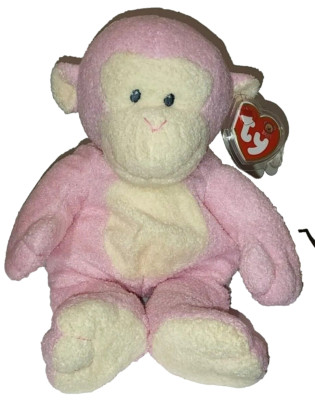 Baby Ty - BABY DANGLES PINK the Monkey NEW MWMTs BabyTy Plush Stuffed Animal Toy