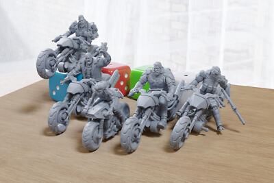 Wasteland Wolves - 3D Printed Bikers - Cyberpunk / Sci-Fi - Tabletop Miniature W