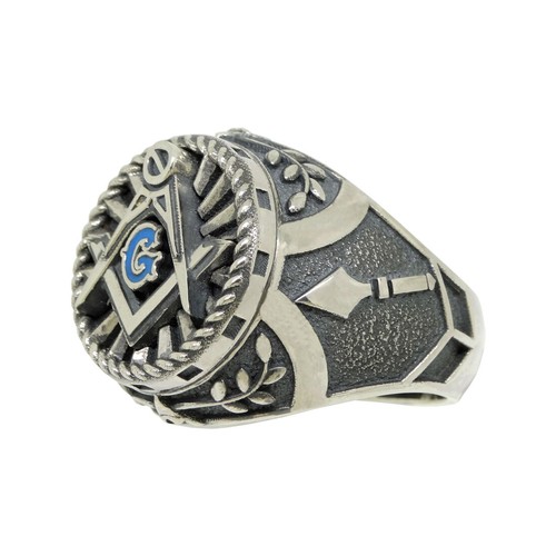 Square Compass Masonic Ring Handmade Sterling Silver .925 Freemasonry Mason Size - Picture 7 of 12