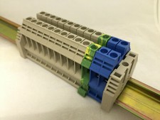 DINKLE 6MM 15 PIECE DIN RAIL TERMINAL PACK, 10 X GREY, 2 X BLUE, 1 X EARTH