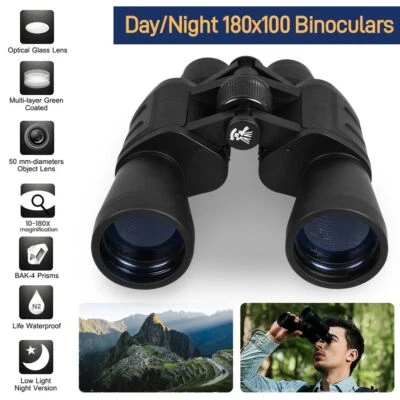 180x100 Military Zoom Powerful Binoculars Optics Day Night Hunting with Case - Image 1 of 4