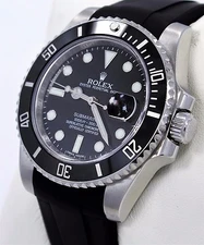 Rolex Submariner 116610LN Date Ceramic Bezel Rubber B Oyster Bracelet Watch Mint