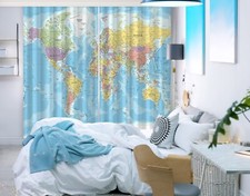 3D World Map K2252 Window Photo Curtain Printing Fabric Panda 2023