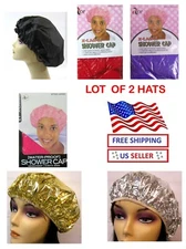 LOT OF 2 HAT- EXTRA LARGE SIZE VINYL SHOWER CAPS, ELASTIC ,DURABLE 