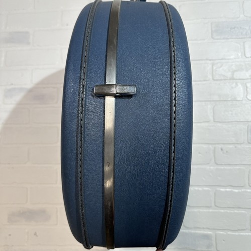 VTG American Tourister Tiara Round Hat Box Luggage Weekender Suitcase Blue ** - Picture 10 of 16