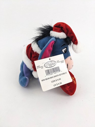 Winnie the Pooh Eeyore Santa Disney Store 8" Mini Bean Bag Plush w Tags - Picture 5 of 6
