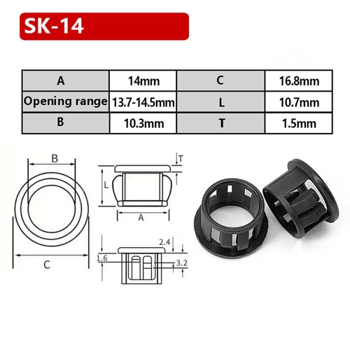 Dia 8 - 60mm Snap in Cable Hose Cover Bushing Grommet Wire Tidy Protector Black - Picture 18 of 34