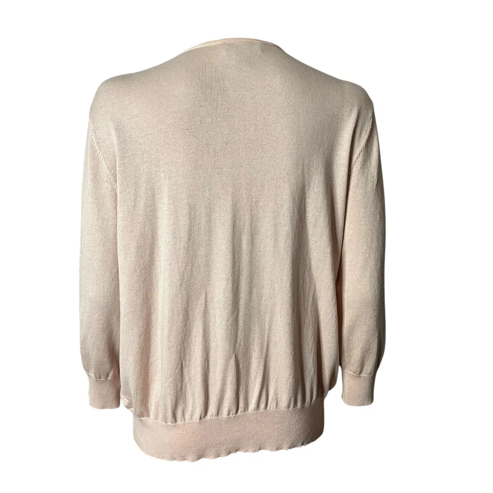 Ann Taylor Cardigan Womens XL Pink Silk Blend Button Front Sweater Beaded - Image 2 of 4