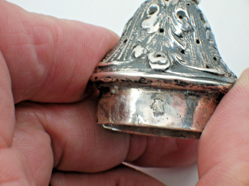 18TH C. PAIR OF LARGE HIGH GRADE SILVER FRENCH REPOUSSE CASTERS - 7" TALL - B/O - Picture 13 of 20
