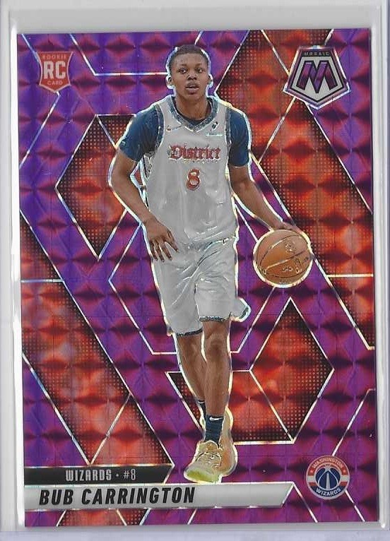 BUB CARRINGTON 2024-25 Mosaic Purple Prizm Rookie (56/99) Wizards RC #206