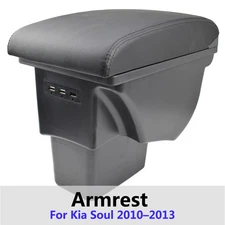 For Kia Soul 2010–2013 New USB Arm Rest Storage Box Modification Black Armrest