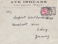 Sudan 1926 Cover sent to Germany w Halfa CD + TPO