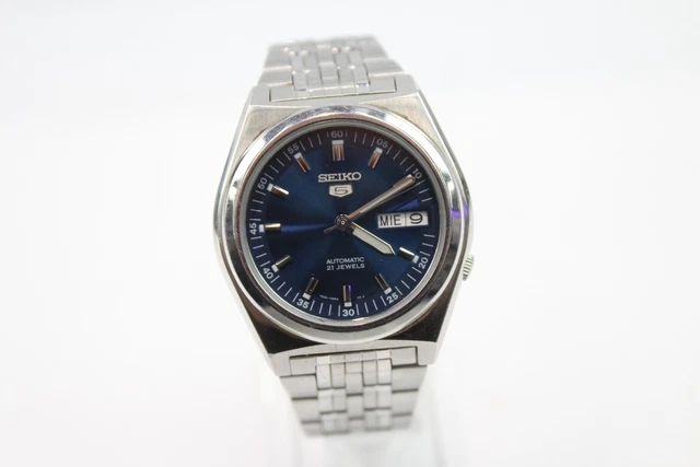 31 Seiko 5 Blue Dial Steel Watch Automatic WORKING