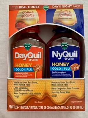 Vicks DayQuil & NyQuil SEVERE Honey Flavor Cold Flu Relief 2 Piece Set