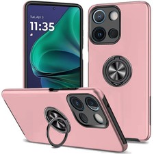 Case Rubber Dual Layer w/ Metal Ring Tempered Glass For Moto G Stylus 2026/2025