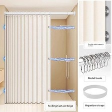 Waterproof Folding Shower Curtain with Magnets Walk In
