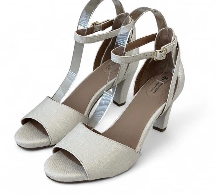 Sandálias sociais Giani Bernini Clarrice peep toe salto cone sapatos tamanho 8M - Imagem 4 de 4