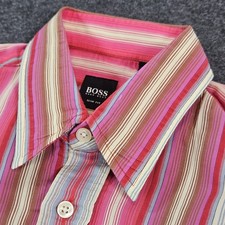 Hugo Boss Men's Slim Fit Stretch Shirt Small Multicolor Striped Turkey