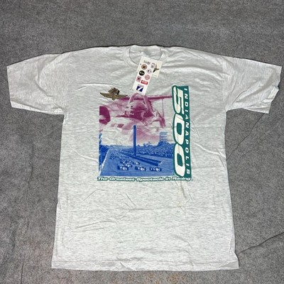 Vintage Indianapolis 500 Shirt Mens XL Gray Racing Logo 7 IndyCar Tee 90s