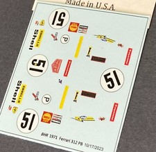 BHR '71 Ferrari 312 PB Pro Decals, Ickx Regazzoni; HO 1/64, AFX, Tyco