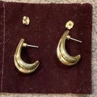 Vintage Goldtone Faux Triple Hoop Pierced Earrings 1” Long — photo 3