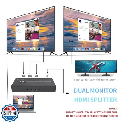 Répartiteur HDMI 1 Entrée 2 Sorties - 8K 60Hz, Compatible HDCP2.3 Et 3D - En Aluminium